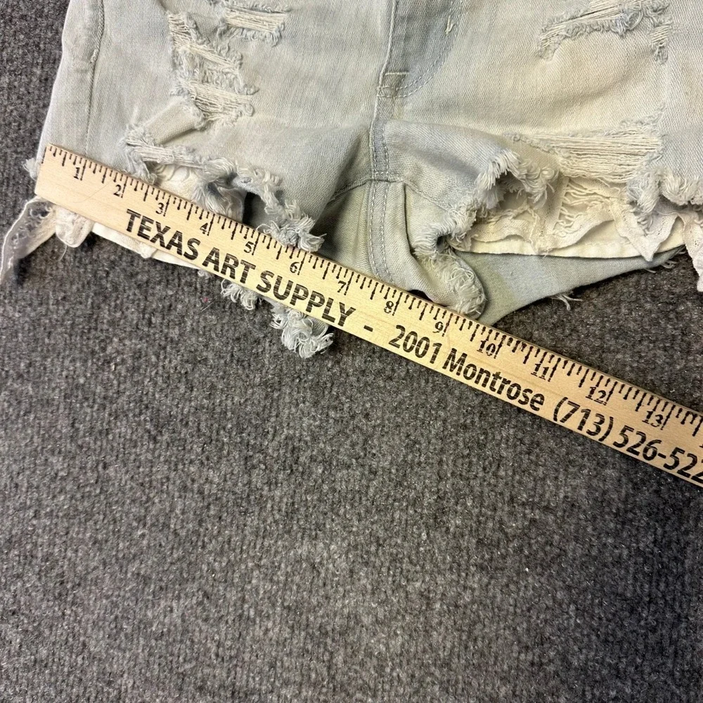 American Eagle Denim Shorts Womens Size 0 Light Wash Distressed Lace Festival